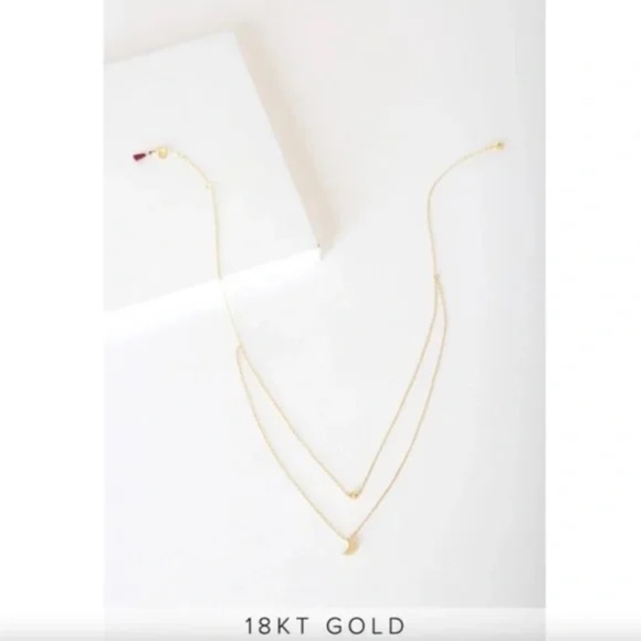 NWT SHASHI Luna Lariat 18KT Gold Layered Necklace - Picture 6 of 7